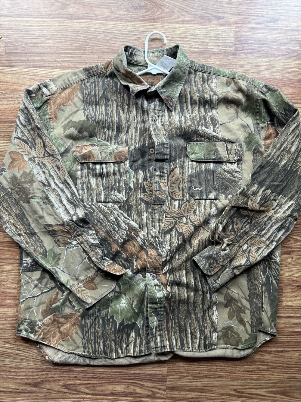 Men's Camo Button-Up Hunting Shirt Jacket - Green/Brown